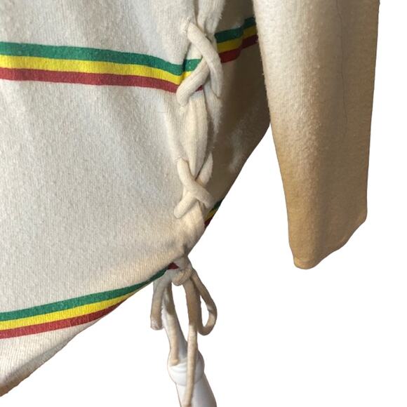 Chaser Cream Rainbow Striped One Love Long Sleeve Sweater Women Sz M - Picture 4 of 11